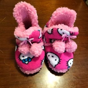 NWT 2012 Vintage Kids Hello Kitty  Pink Plush Slippers Original Sanrio Sz.11/12